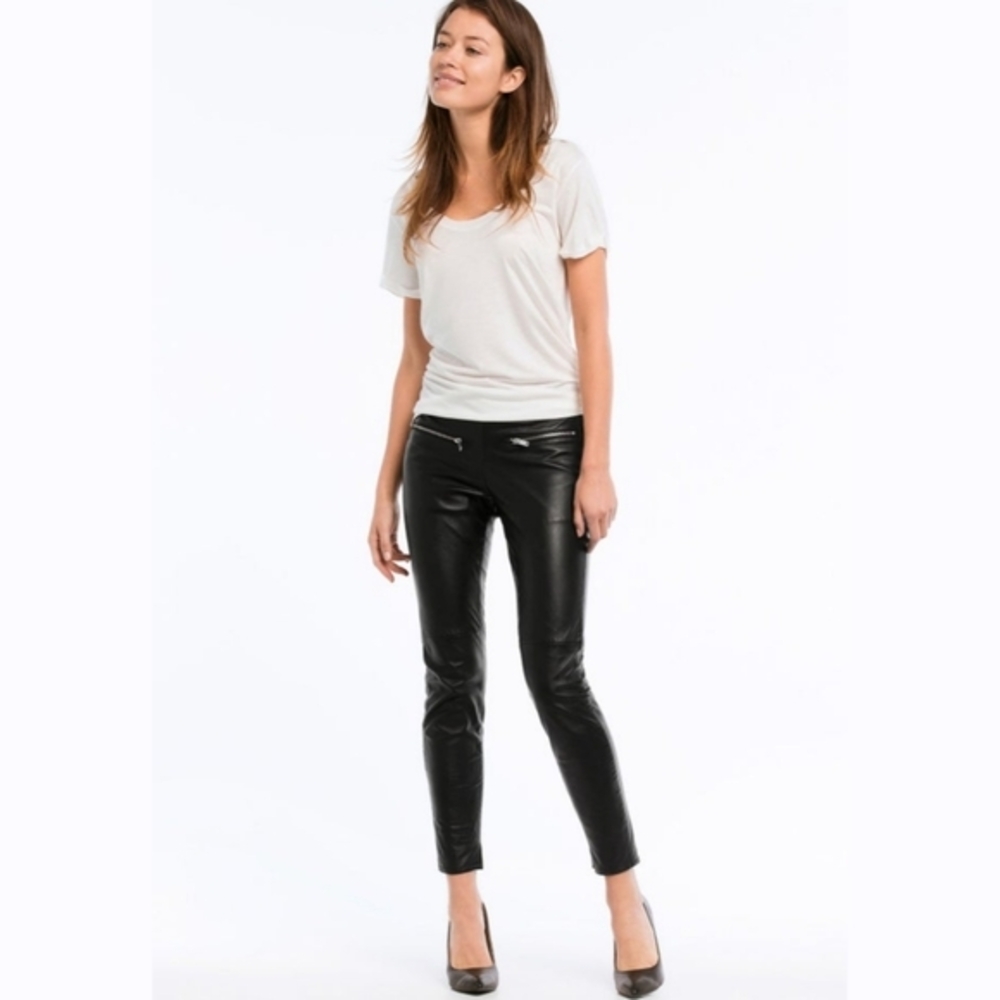 Ellos Women's Black Lambskin‎ Leather Pants Plus Size 20